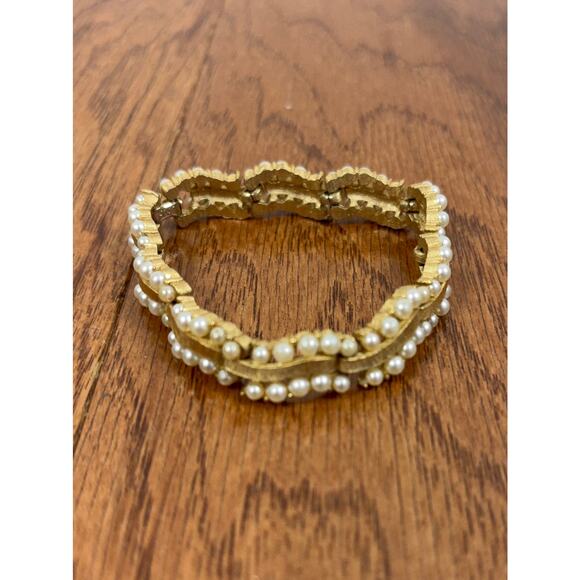 B14 Coro Faux Pearl Link Bracelet Audrey Hepburn Style Vintage Old Hollywood - Picture 3 of 12